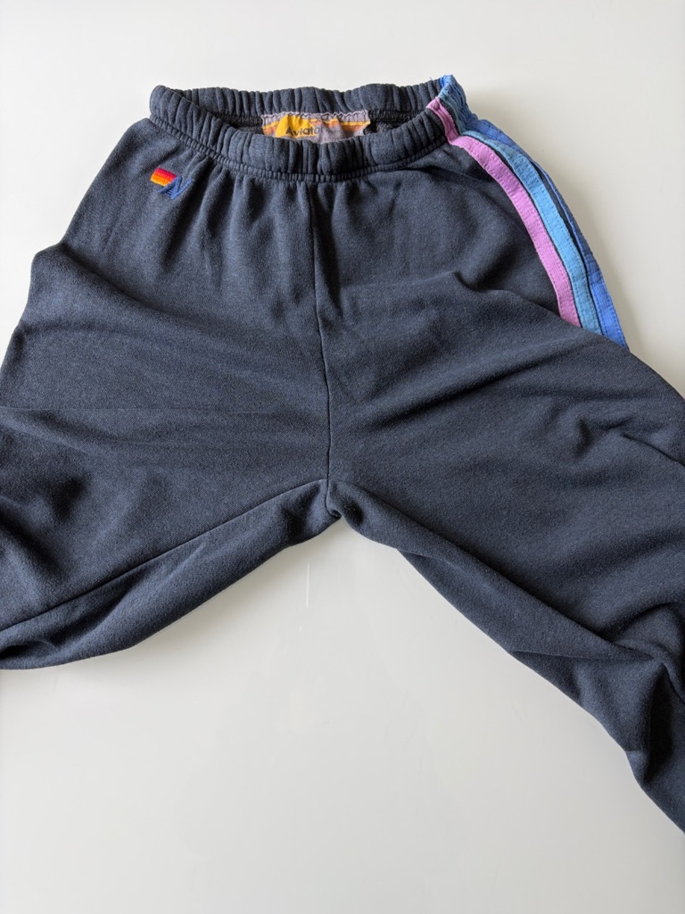 Aviator Nation 5 Stripe Sweatpants Medium Joggers Gray Blue Striped Side Sz XS - Picture 3 of 11
